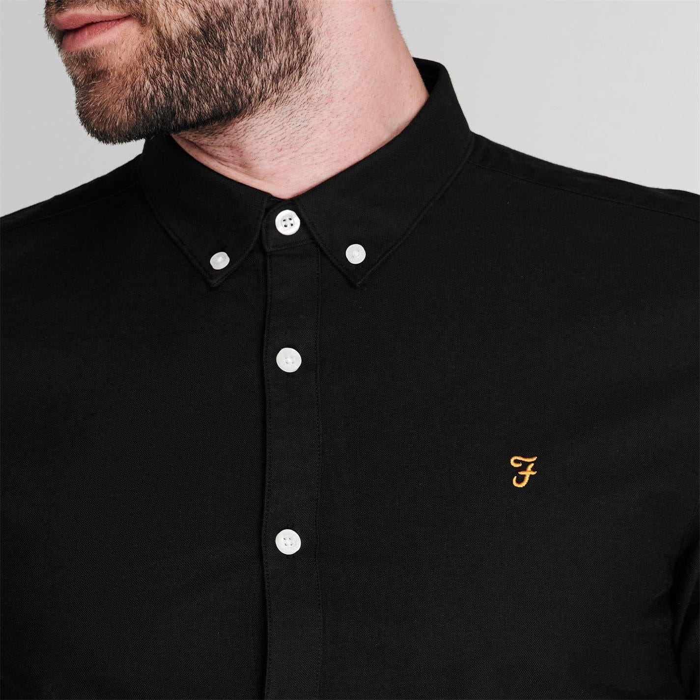 Black-Yellow - Lifestyle - Farah Mens Vintage Oxford Long-Sleeved Button-Down Shirt