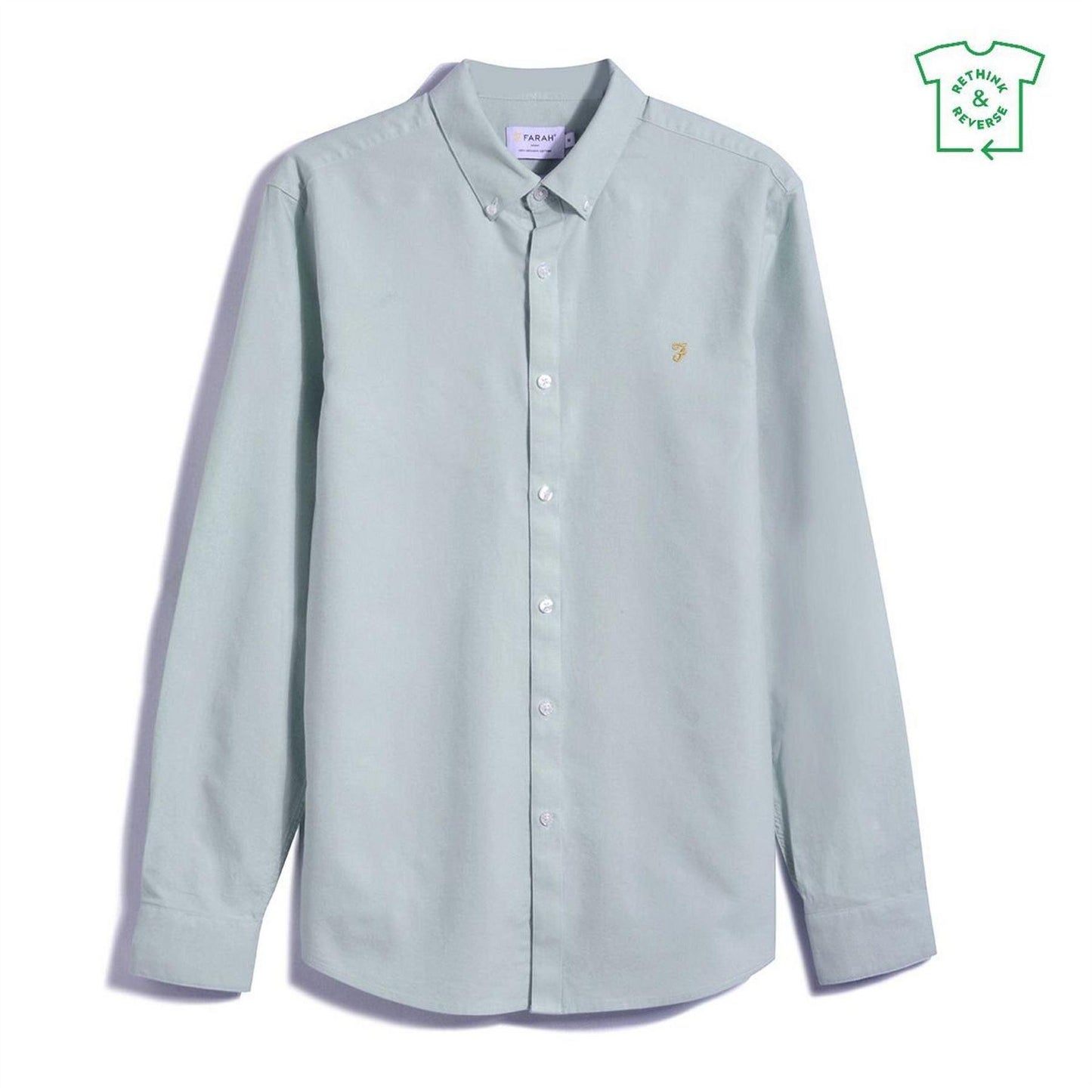 Jade - Front - Farah Mens Vintage Oxford Long-Sleeved Button-Down Shirt