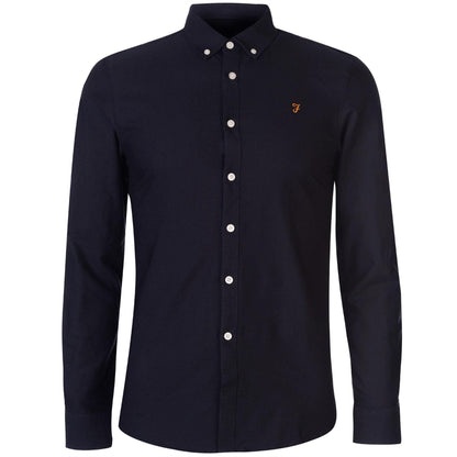 Navy - Front - Farah Mens Vintage Oxford Long-Sleeved Button-Down Shirt