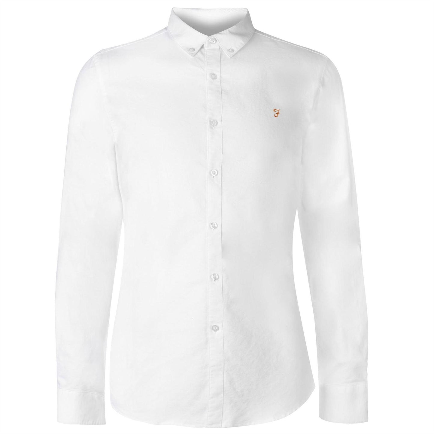 White - Front - Farah Mens Vintage Oxford Long-Sleeved Button-Down Shirt