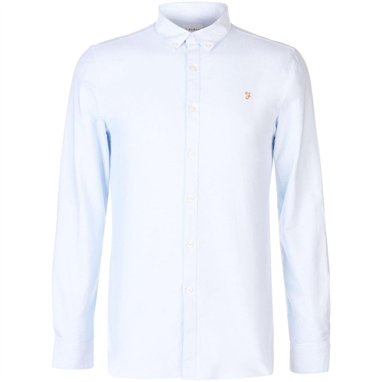 Sky Blue - Front - Farah Mens Vintage Oxford Long-Sleeved Button-Down Shirt