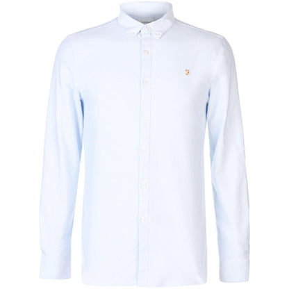 Sky Blue - Front - Farah Mens Vintage Oxford Long-Sleeved Button-Down Shirt