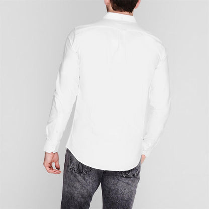 White - Lifestyle - Farah Mens Vintage Oxford Long-Sleeved Button-Down Shirt