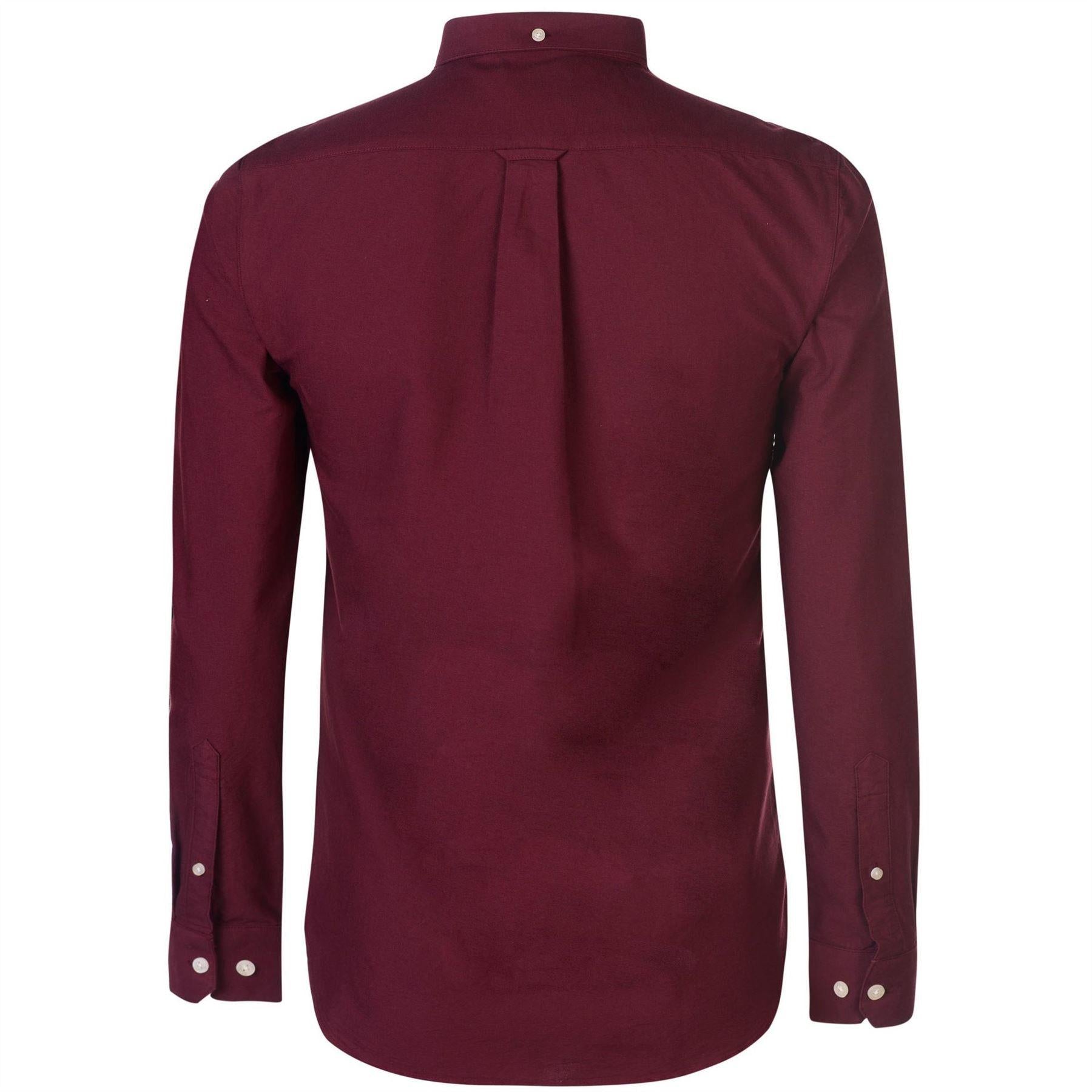 Burgundy - Back - Farah Mens Vintage Oxford Long-Sleeved Button-Down Shirt