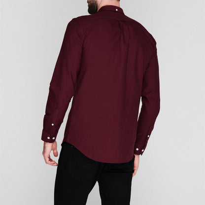 Burgundy - Lifestyle - Farah Mens Vintage Oxford Long-Sleeved Button-Down Shirt