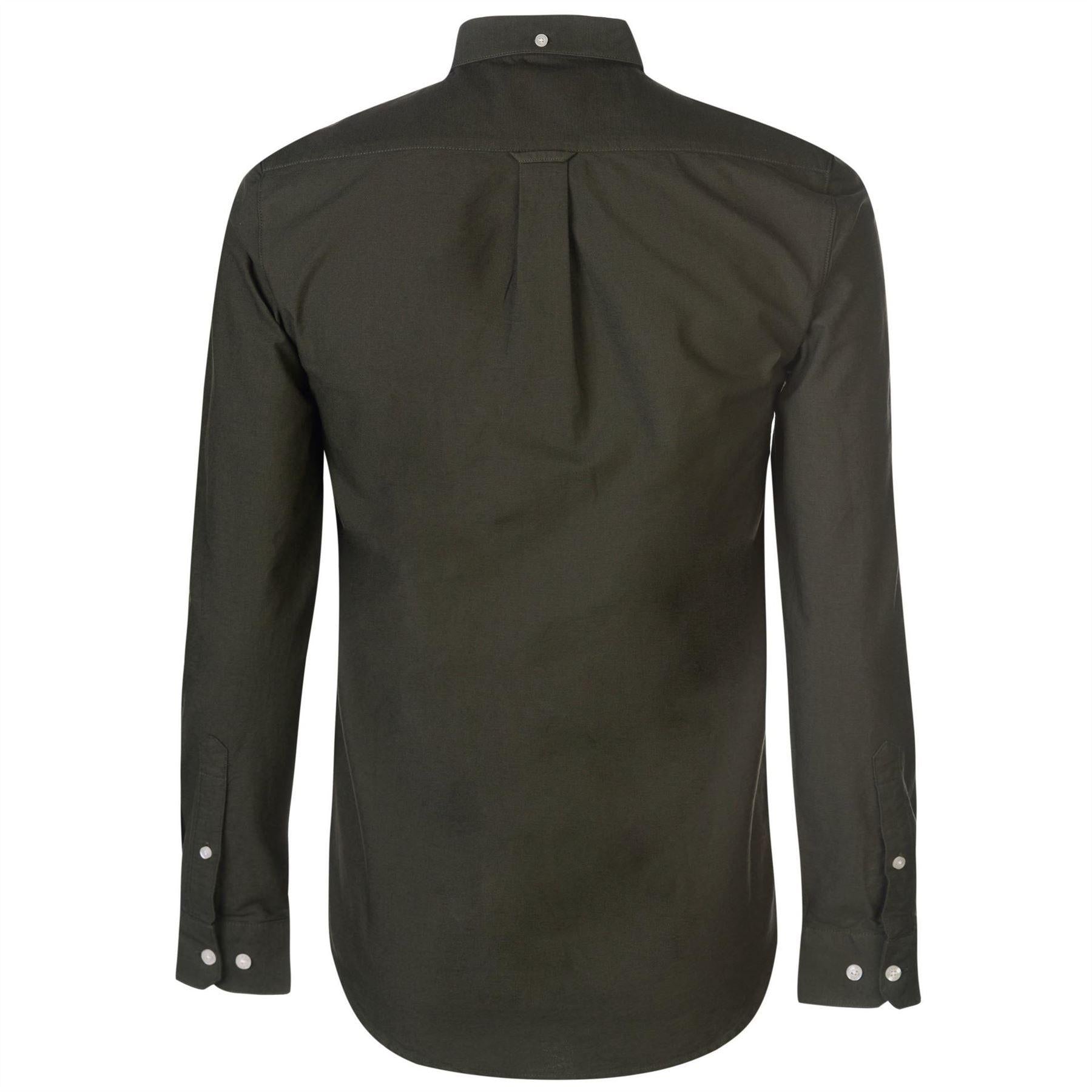 Dark Green - Back - Farah Mens Vintage Oxford Long-Sleeved Button-Down Shirt