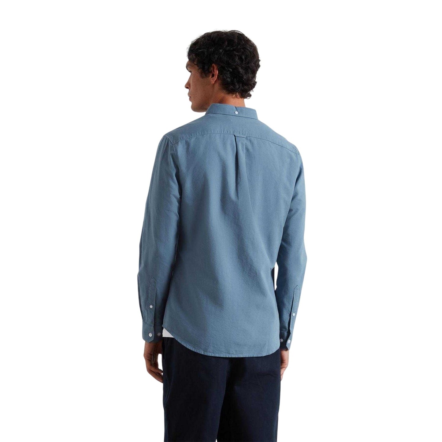 Chalk Blue - Back - Farah Mens Vintage Oxford Long-Sleeved Button-Down Shirt