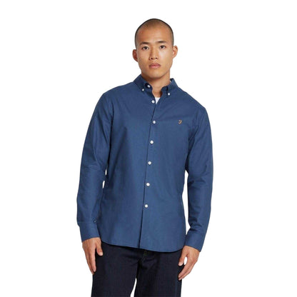 Deep Blue - Front - Farah Mens Vintage Oxford Long-Sleeved Button-Down Shirt