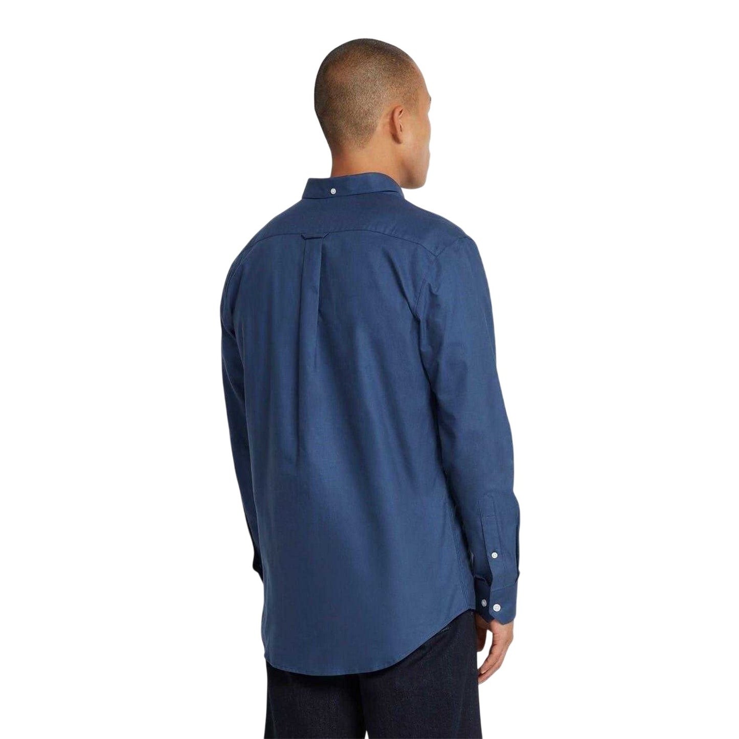 Chalk Blue - Side - Farah Mens Vintage Oxford Long-Sleeved Button-Down Shirt
