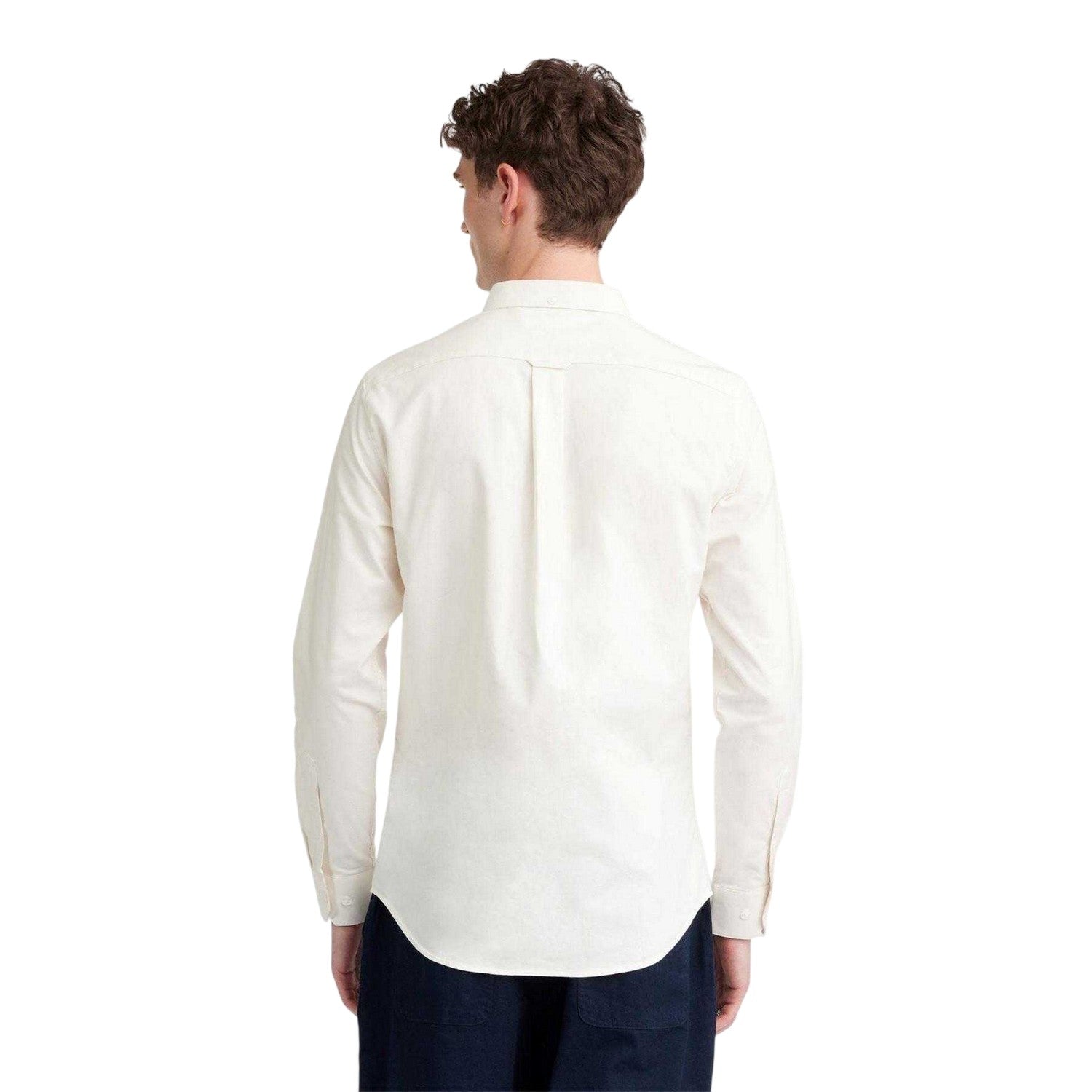 Ecru - Back - Farah Mens Vintage Oxford Long-Sleeved Button-Down Shirt