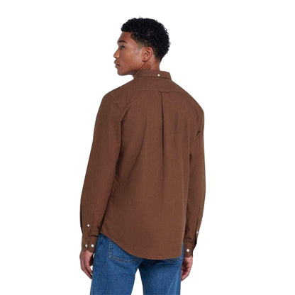 Mid Brown - Back - Farah Mens Vintage Oxford Long-Sleeved Button-Down Shirt