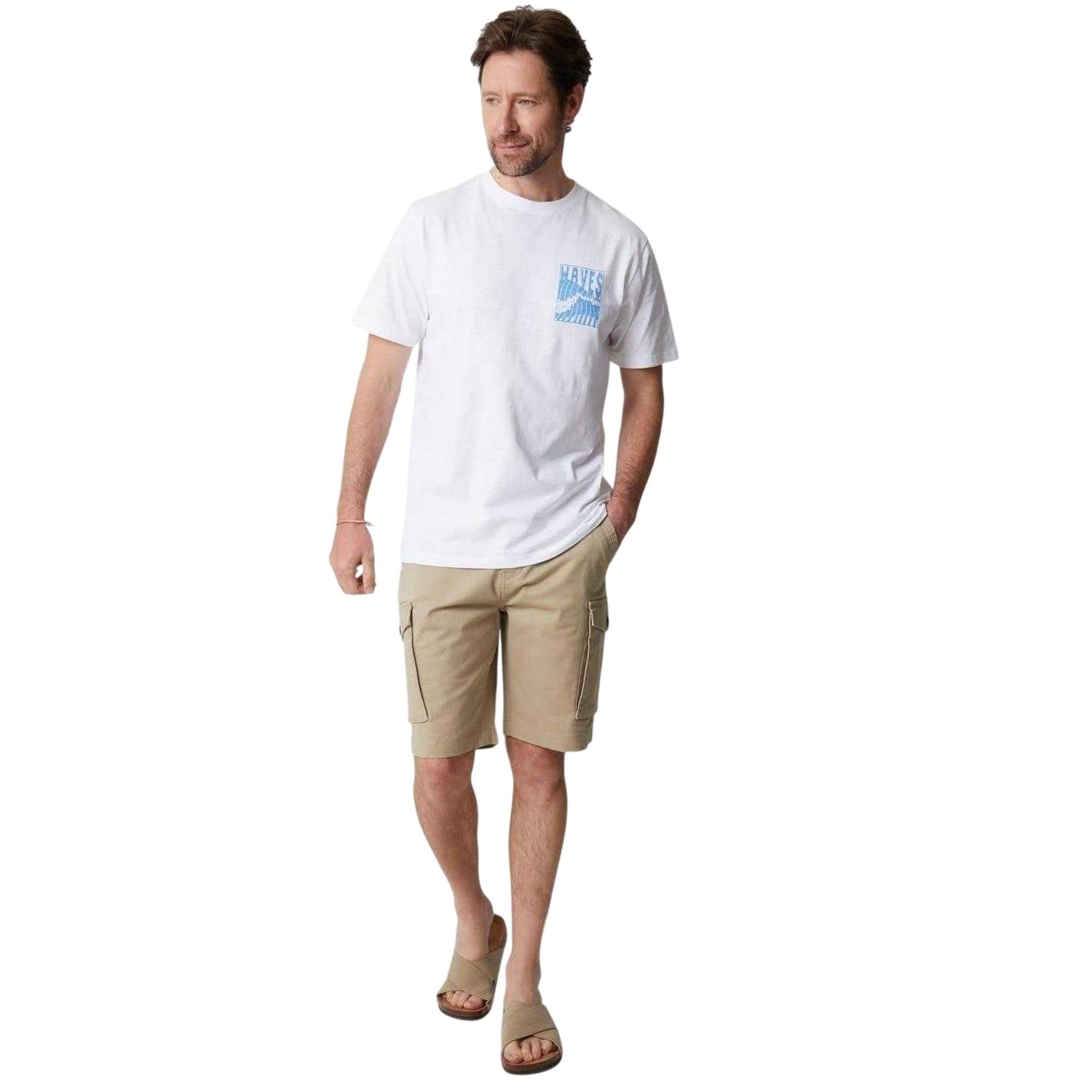 White - Side - Saltwell Mens Argyle Waves Regular T-Shirt