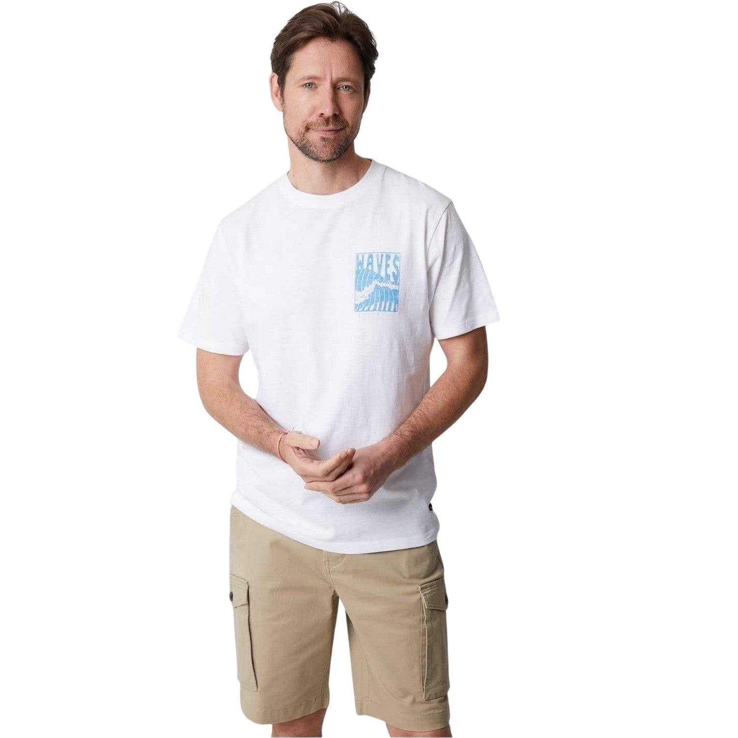White - Front - Saltwell Mens Argyle Waves Regular T-Shirt