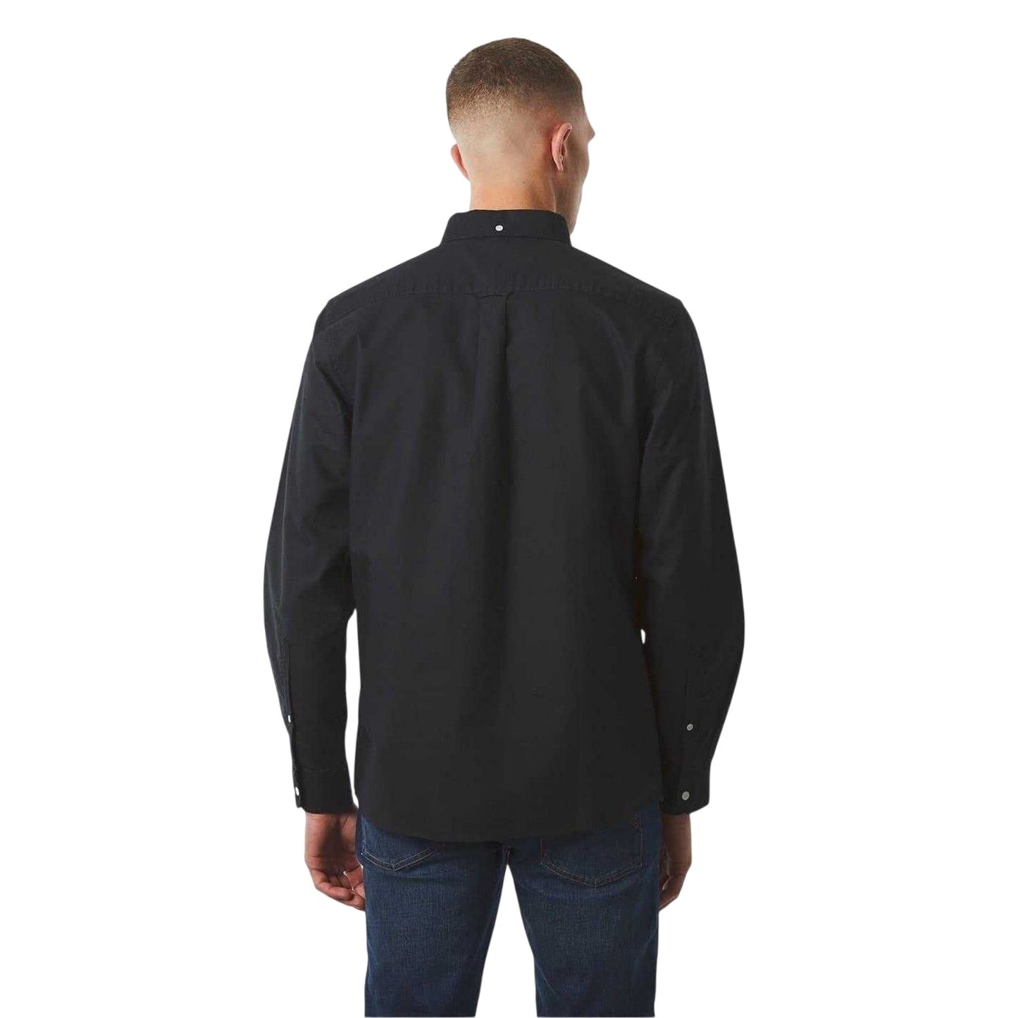 Black - Back - Pretty Green Mens Oxford Long-Sleeved Button-Down Shirt
