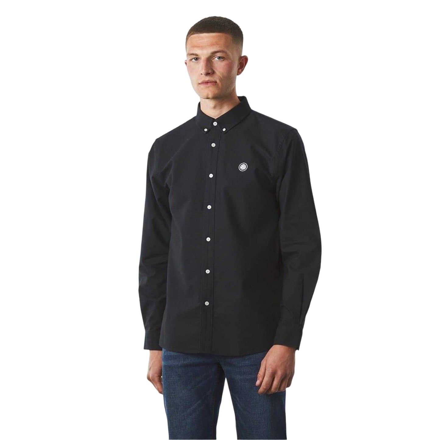 Black - Side - Pretty Green Mens Oxford Long-Sleeved Button-Down Shirt
