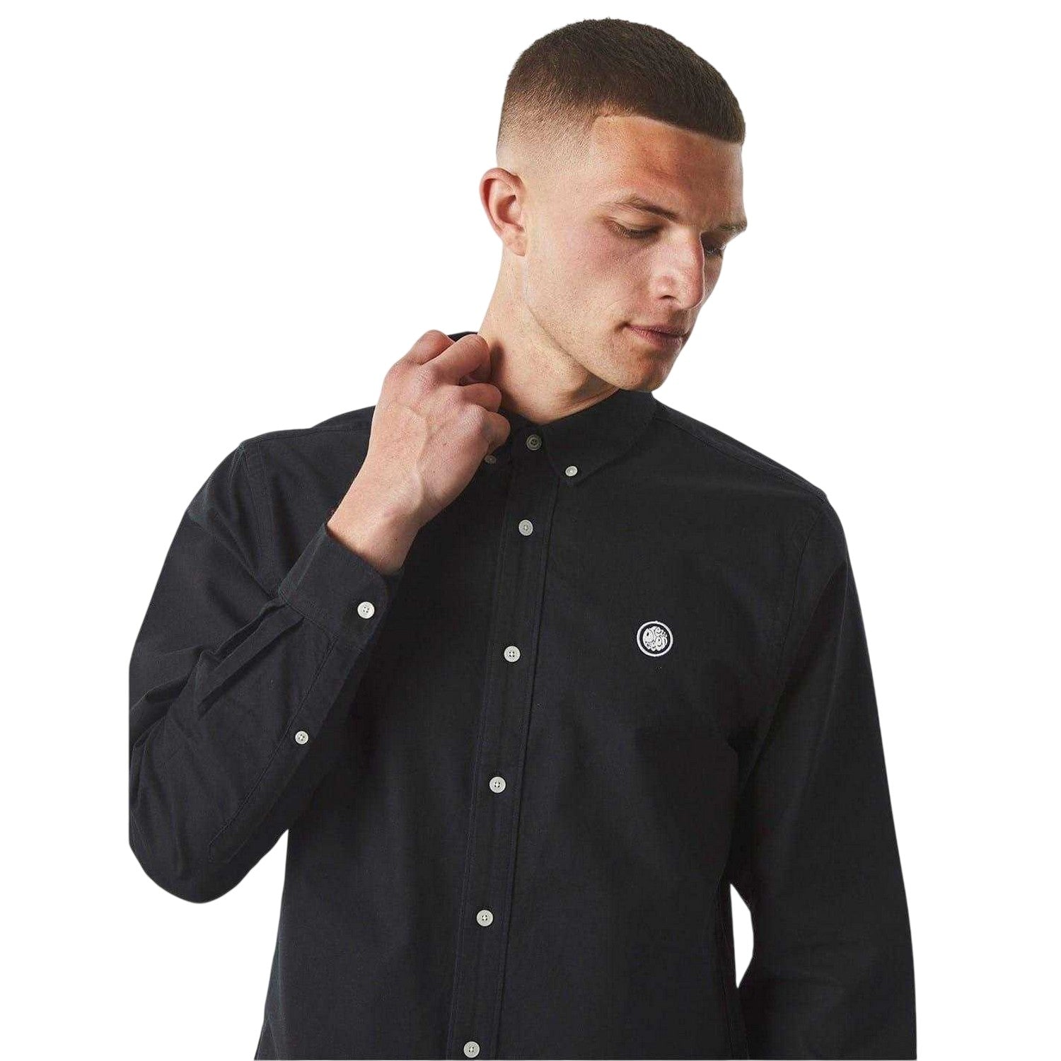Black - Lifestyle - Pretty Green Mens Oxford Long-Sleeved Button-Down Shirt