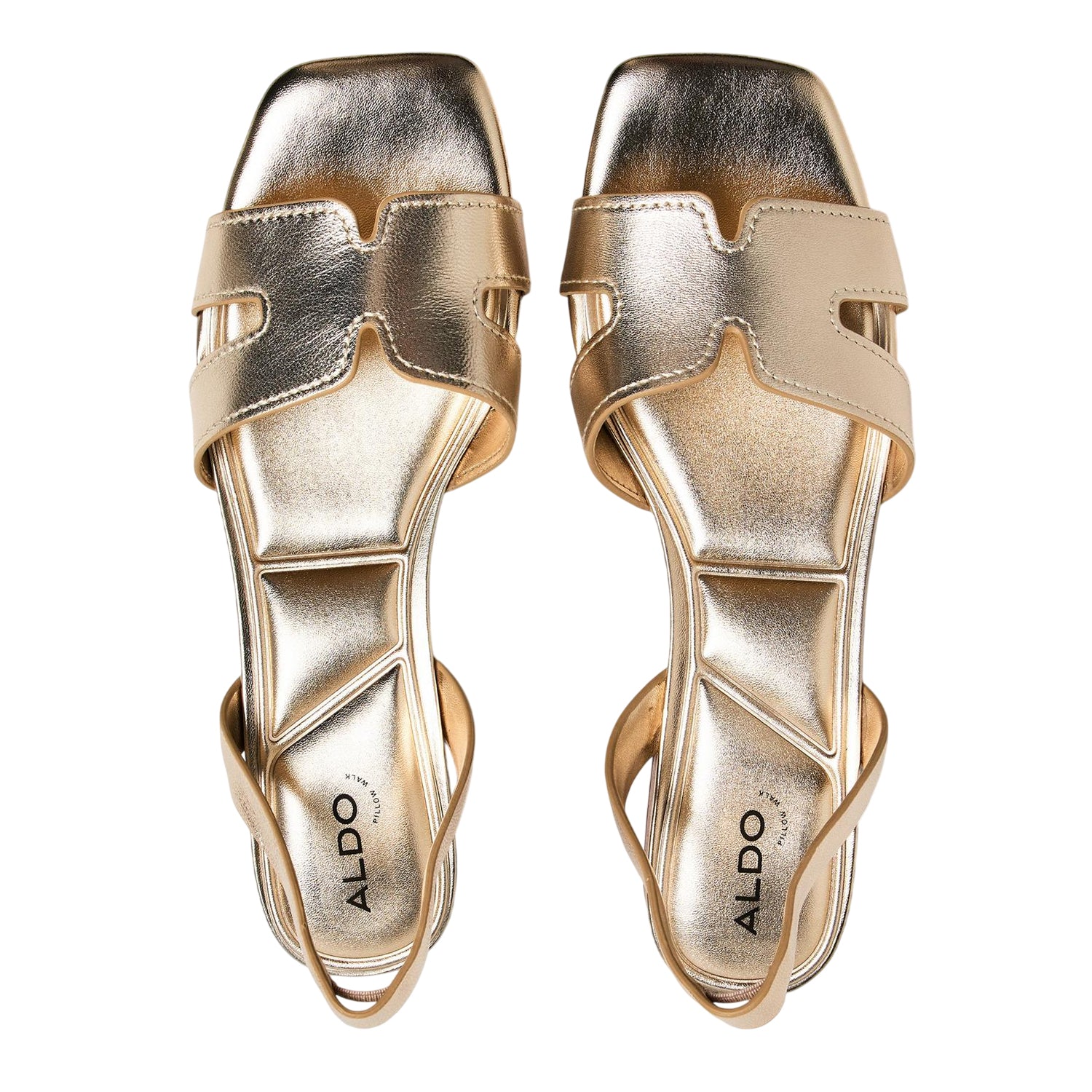 Gold - Side - Aldo Womens-Ladies Javamannon Leather Flat Sandals