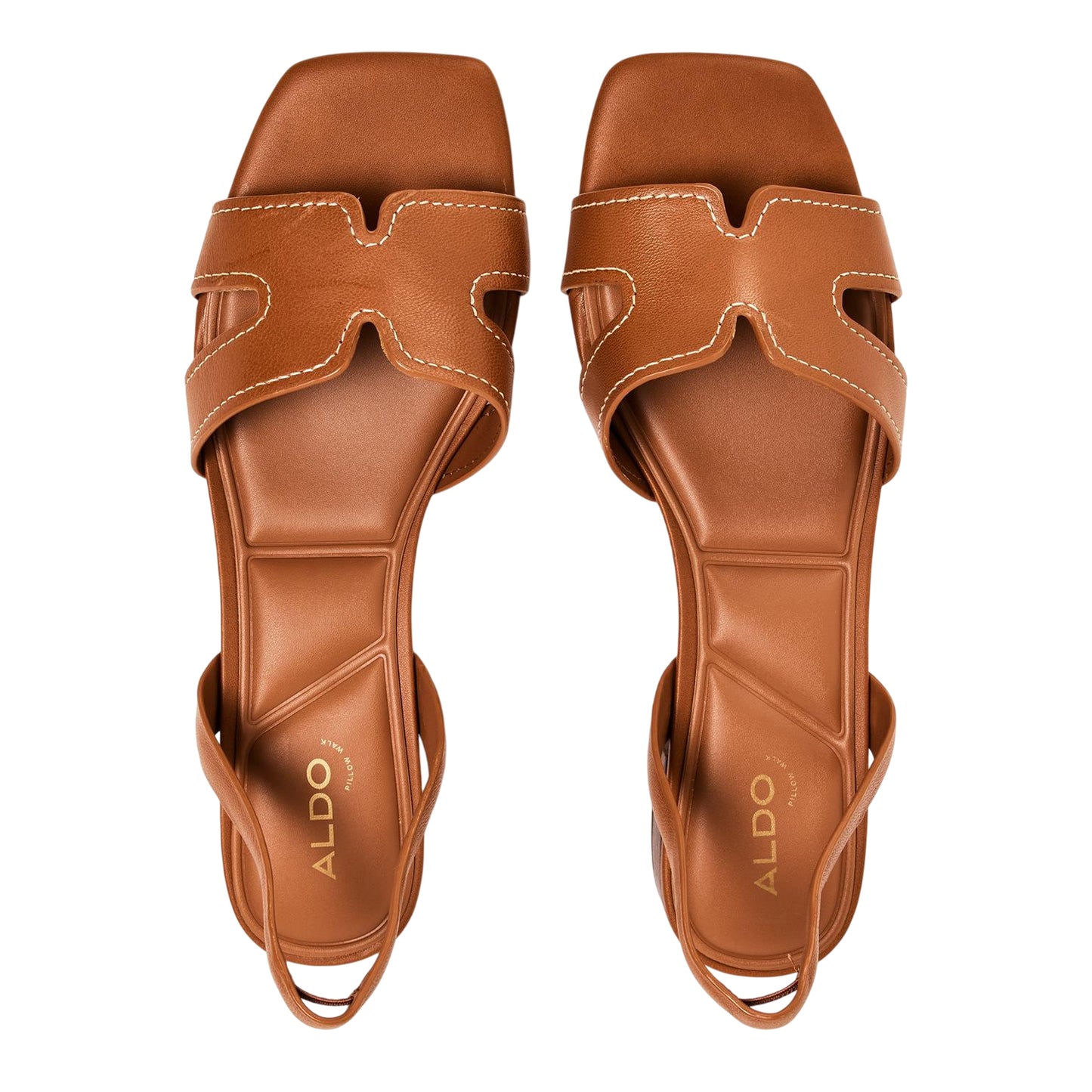 Medium Brown - Side - Aldo Womens-Ladies Javamannon Leather Flat Sandals