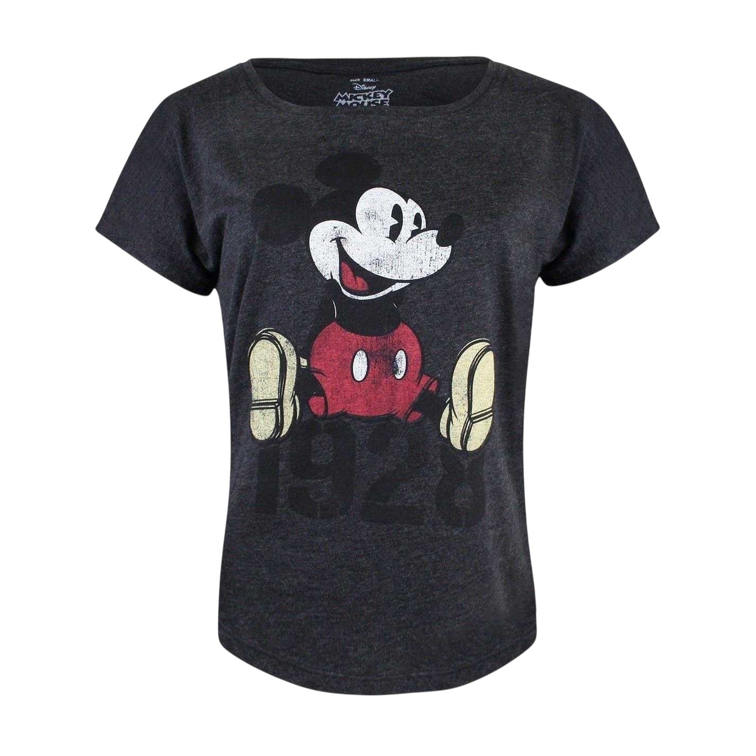 Grey - Front - Mickey Mouse Womens-Ladies Scoop Neck T-Shirt