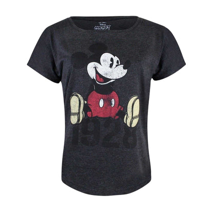 Grey - Front - Mickey Mouse Womens-Ladies Scoop Neck T-Shirt