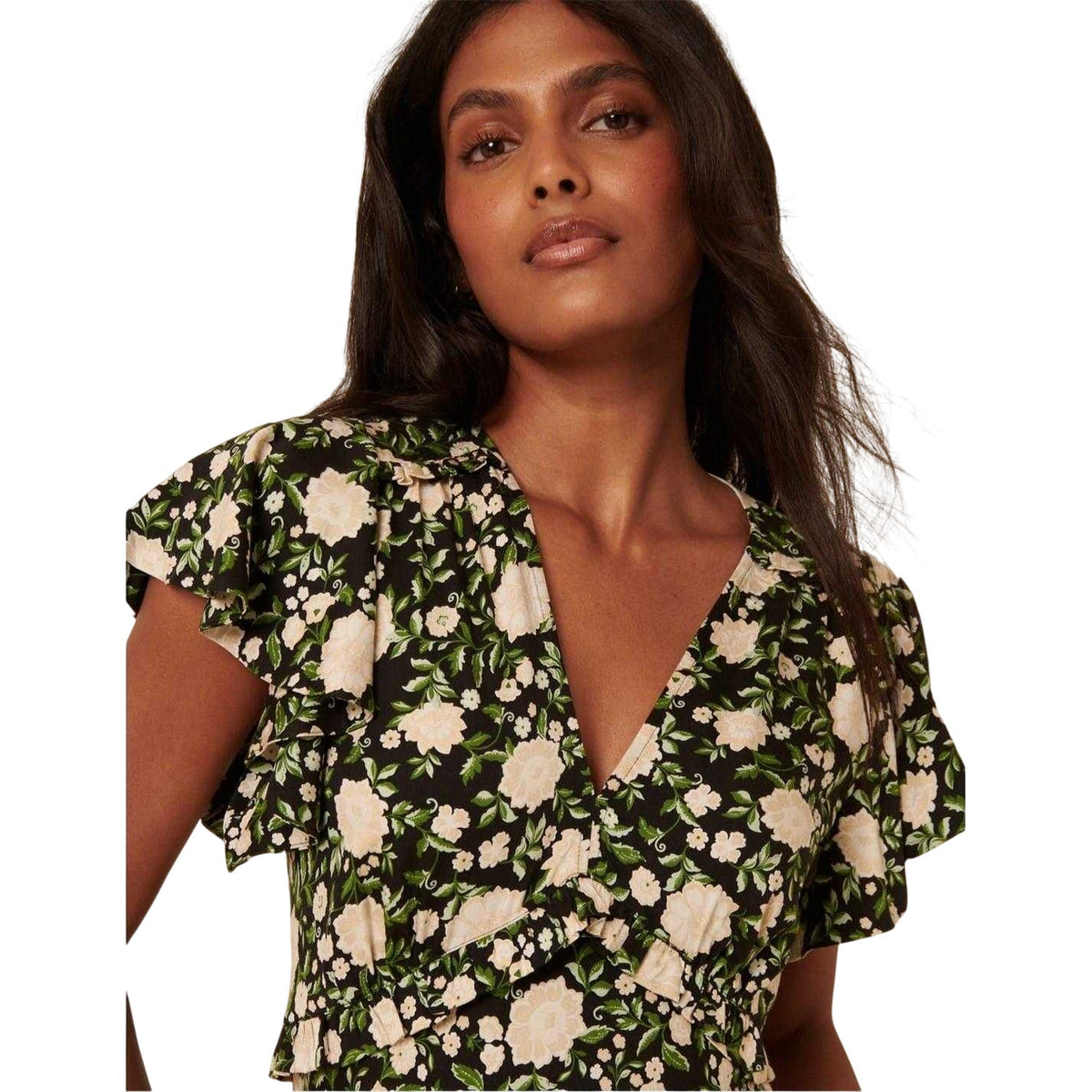 Black - Side - Nobody´s Child Womens-Ladies Martha Floral V Neck Midi Dress