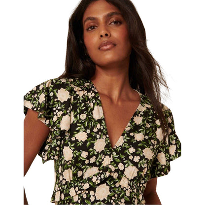 Black - Side - Nobody´s Child Womens-Ladies Martha Floral V Neck Midi Dress