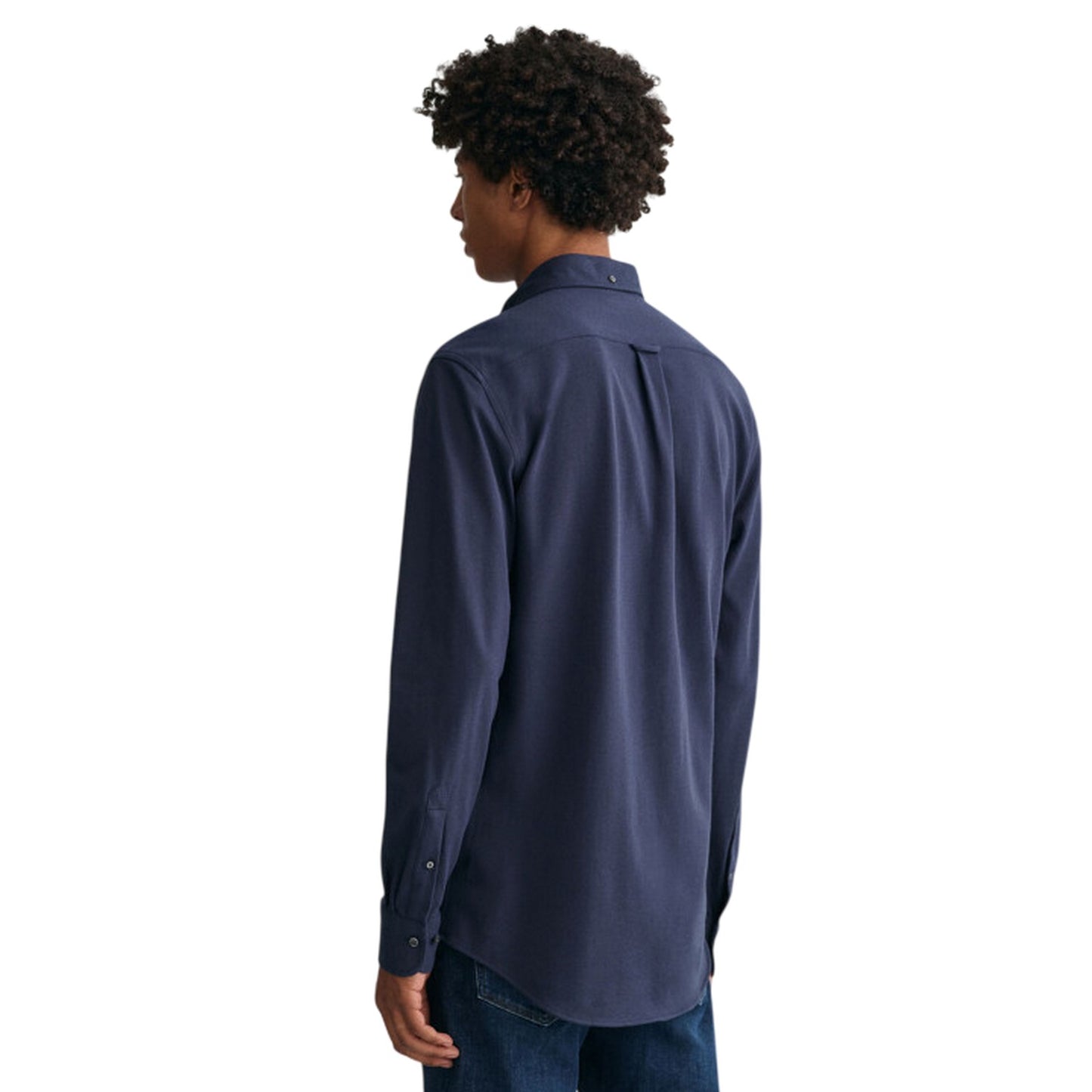 Navy - Back - Gant Mens Cotton Pique Regular Button-Down Shirt
