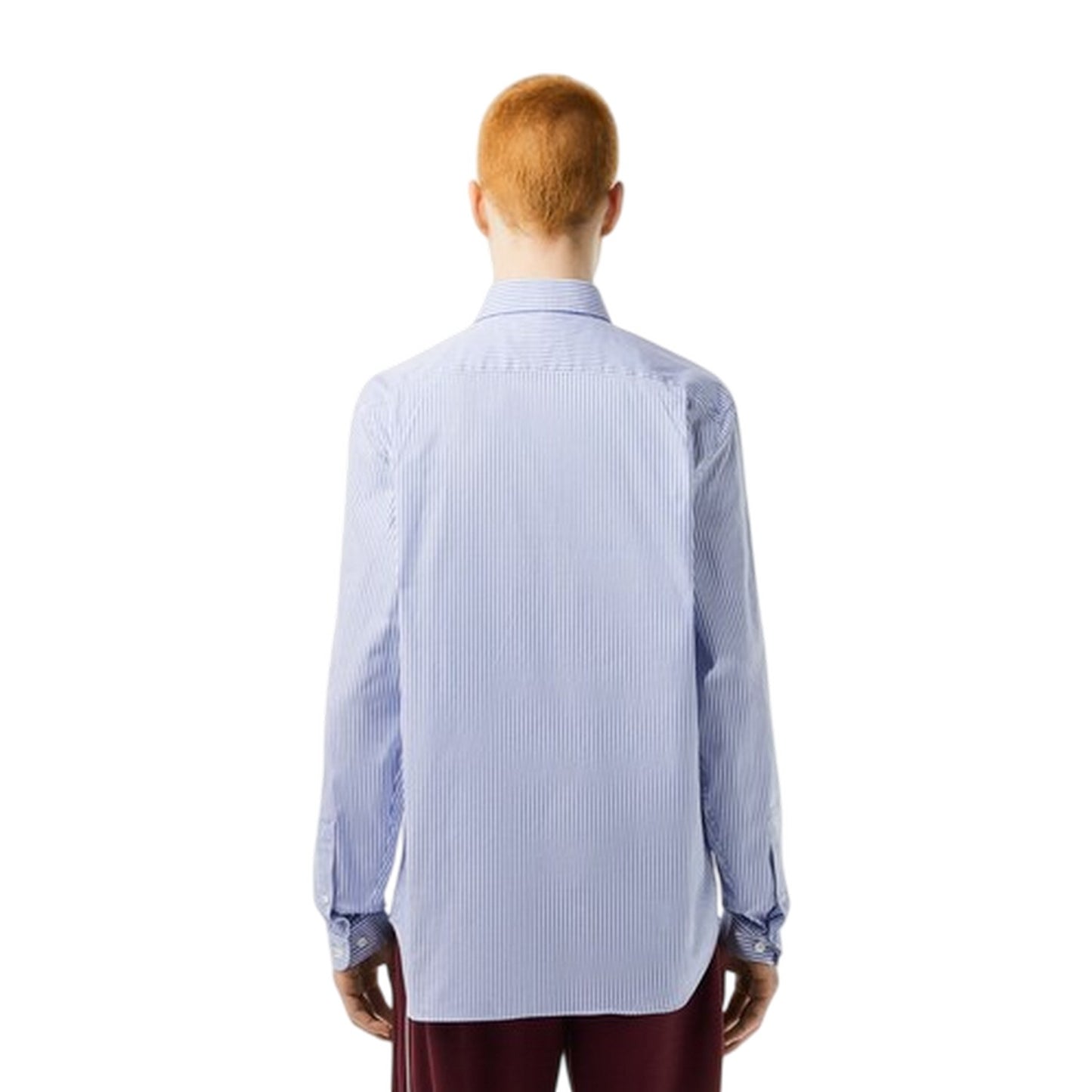 White Stripe - Back - Lacoste Mens Striped Premium Cotton Regular Button-Down Shirt