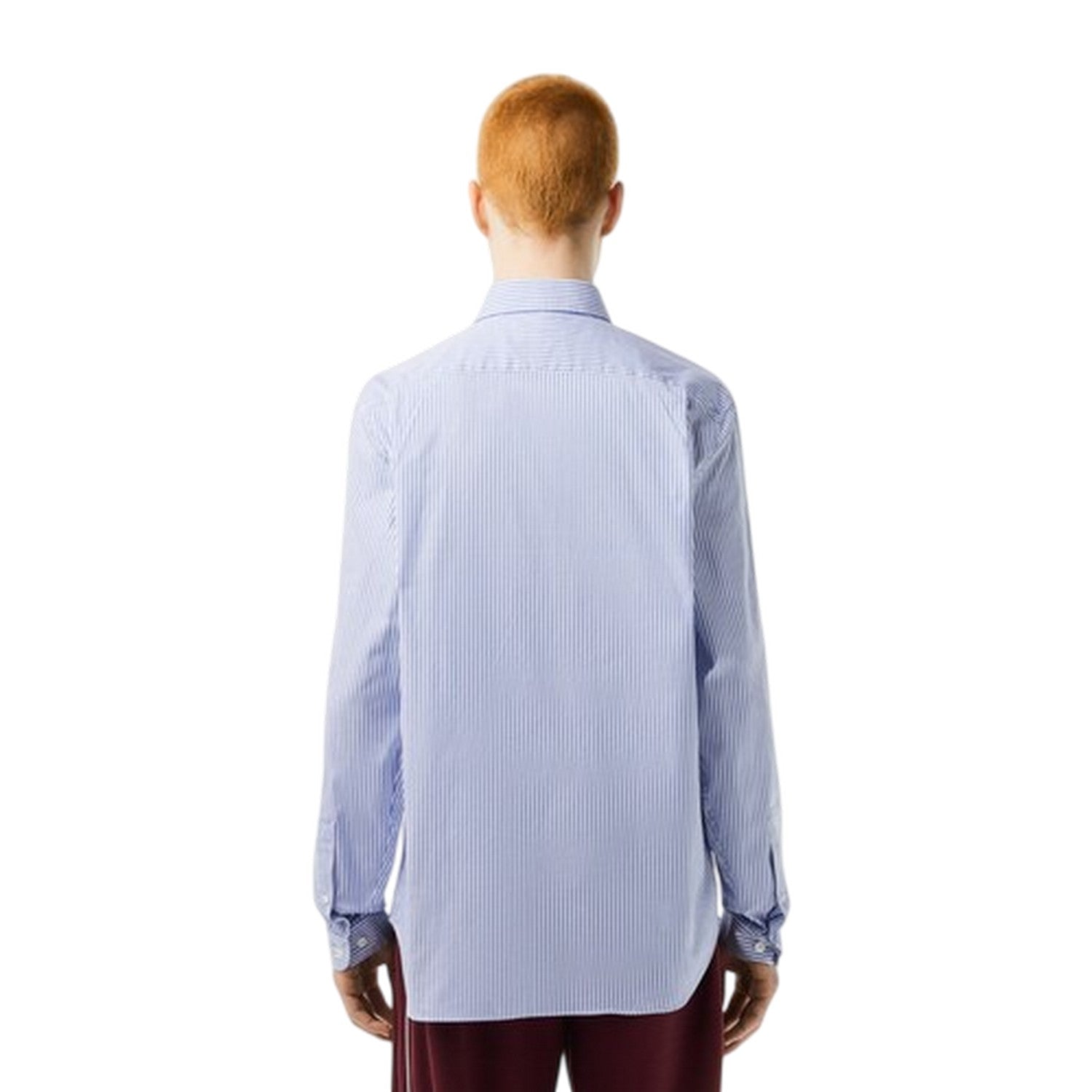 White Stripe - Back - Lacoste Mens Striped Premium Cotton Regular Button-Down Shirt