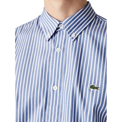 White Stripe - Side - Lacoste Mens Striped Premium Cotton Regular Button-Down Shirt