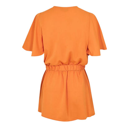 Orange - Back - Ax Womens-Ladies Belted Flutter Wrap Top