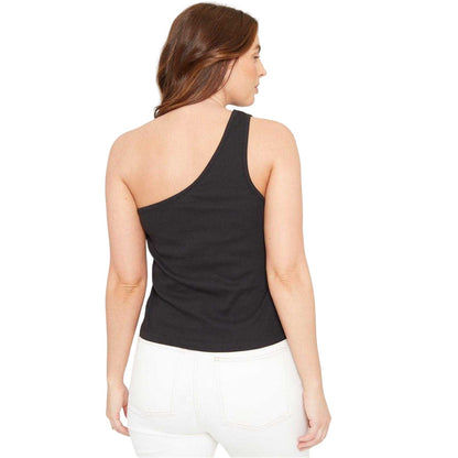 Black - Back - Be You Womens-Ladies Ribbed One Shoulder Top