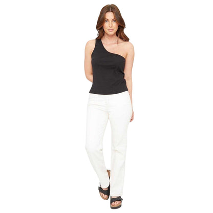 Black - Side - Be You Womens-Ladies Ribbed One Shoulder Top