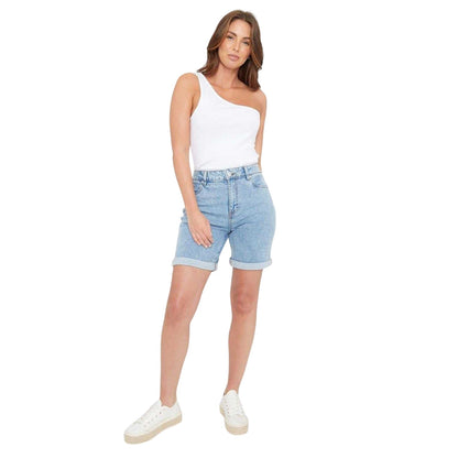 White - Side - Be You Womens-Ladies Ribbed One Shoulder Top