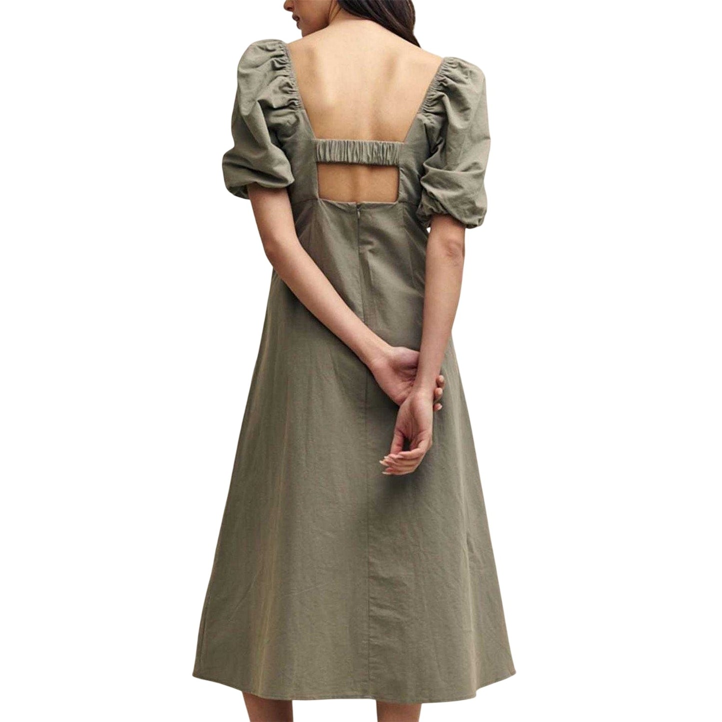 Green - Back - Nobody´s Child Womens-Ladies Henri Organic Cotton Midi Dress