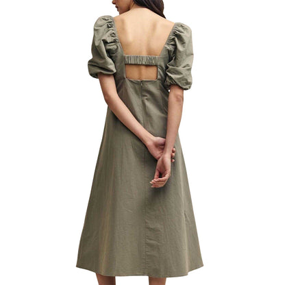 Green - Back - Nobody´s Child Womens-Ladies Henri Organic Cotton Midi Dress