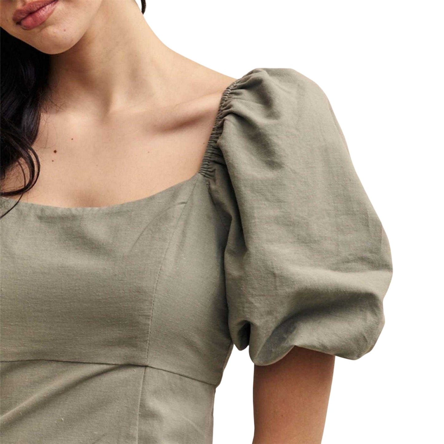 Green - Side - Nobody´s Child Womens-Ladies Henri Organic Cotton Midi Dress