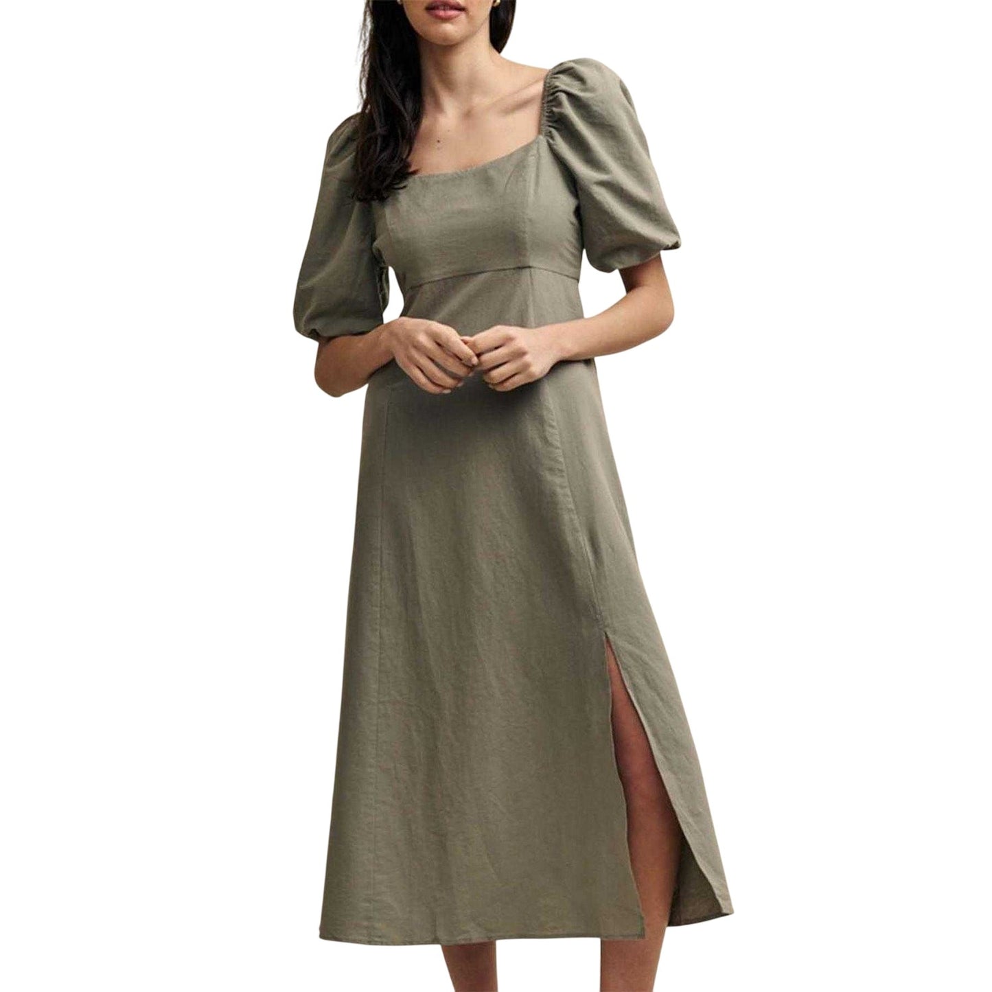 Green - Front - Nobody´s Child Womens-Ladies Henri Organic Cotton Midi Dress