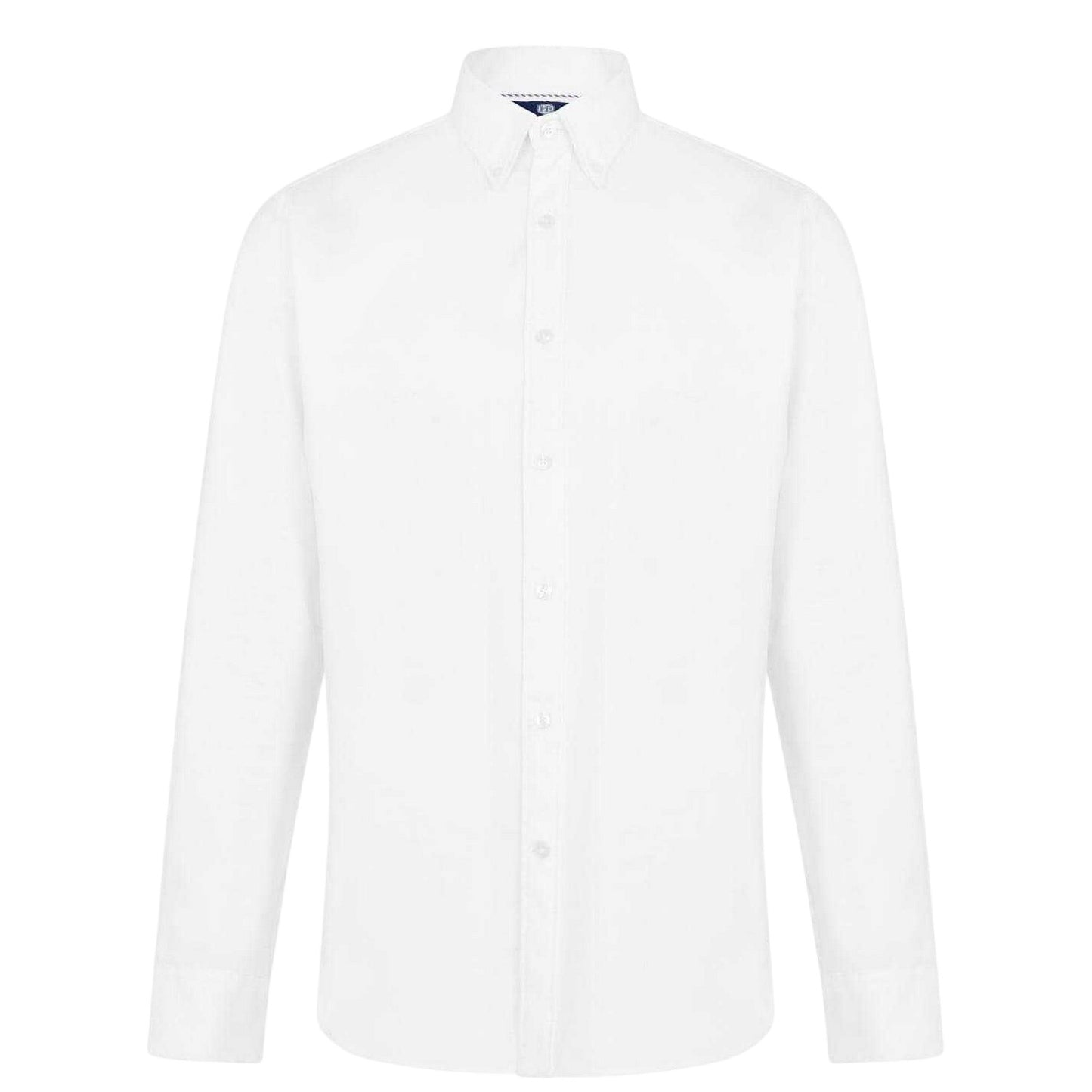 White - Front - Haines and Bonner Mens Oxford Tailored Long-Sleeved Button-Down Shirt