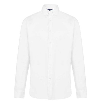 White - Front - Haines and Bonner Mens Oxford Tailored Long-Sleeved Button-Down Shirt