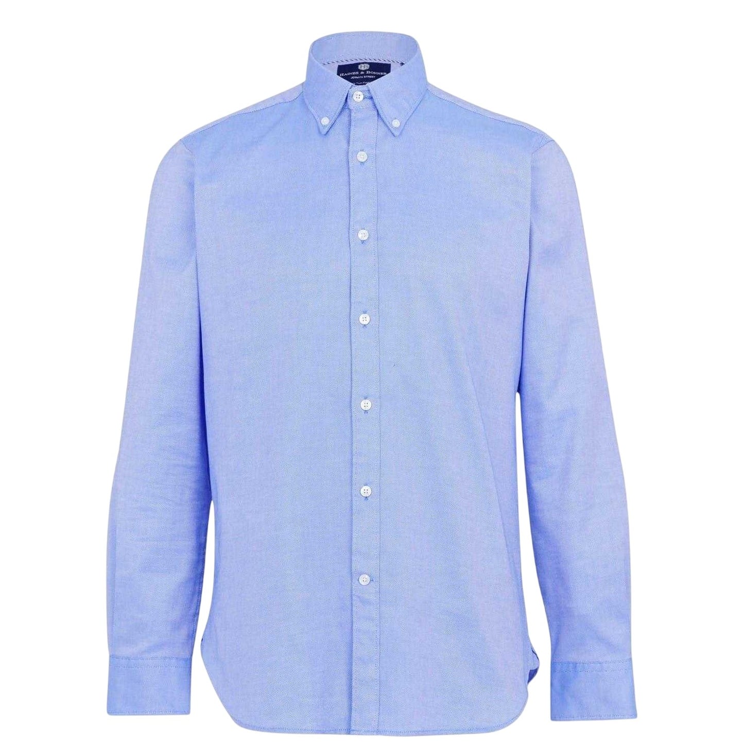 Blue - Front - Haines and Bonner Mens Oxford Tailored Long-Sleeved Button-Down Shirt