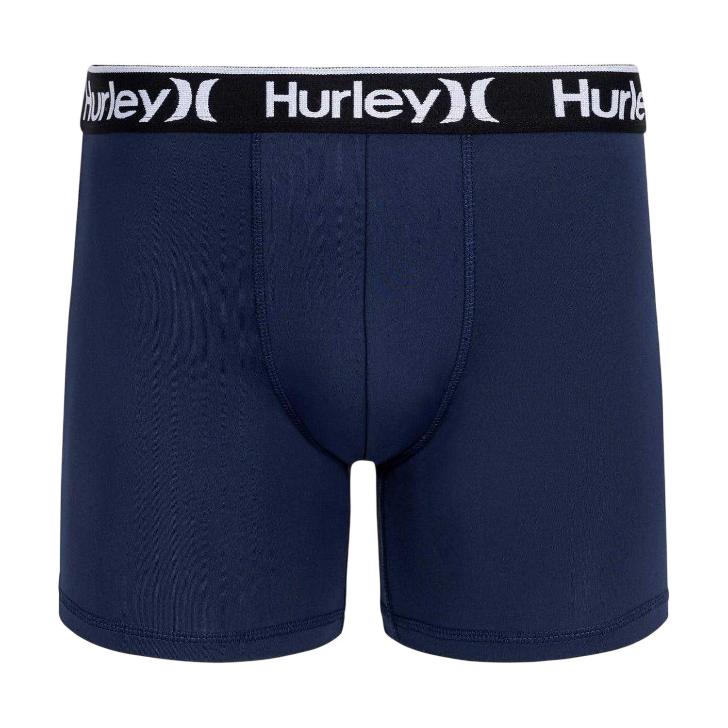 Navy-Grey-Black - Side - Hurley Mens Plain Boxer Briefs (Pack of 3)