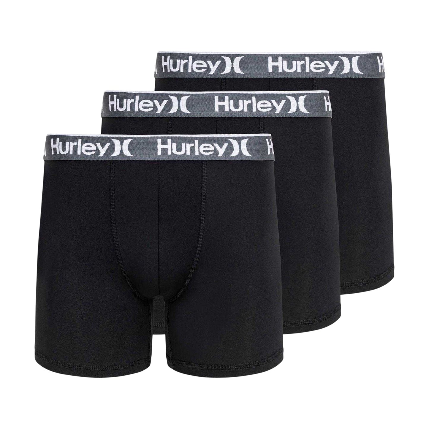 Black - Front - Hurley Mens Plain Boxer Briefs (Pack of 3)