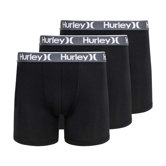 Black - Front - Hurley Mens Plain Boxer Briefs (Pack of 3)