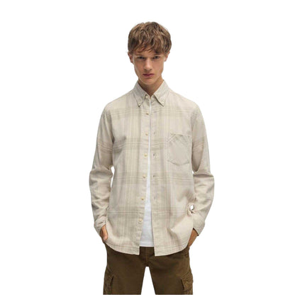 Light Beige - Front - Boss Mens Rickert_M Regular Button-Down Shirt