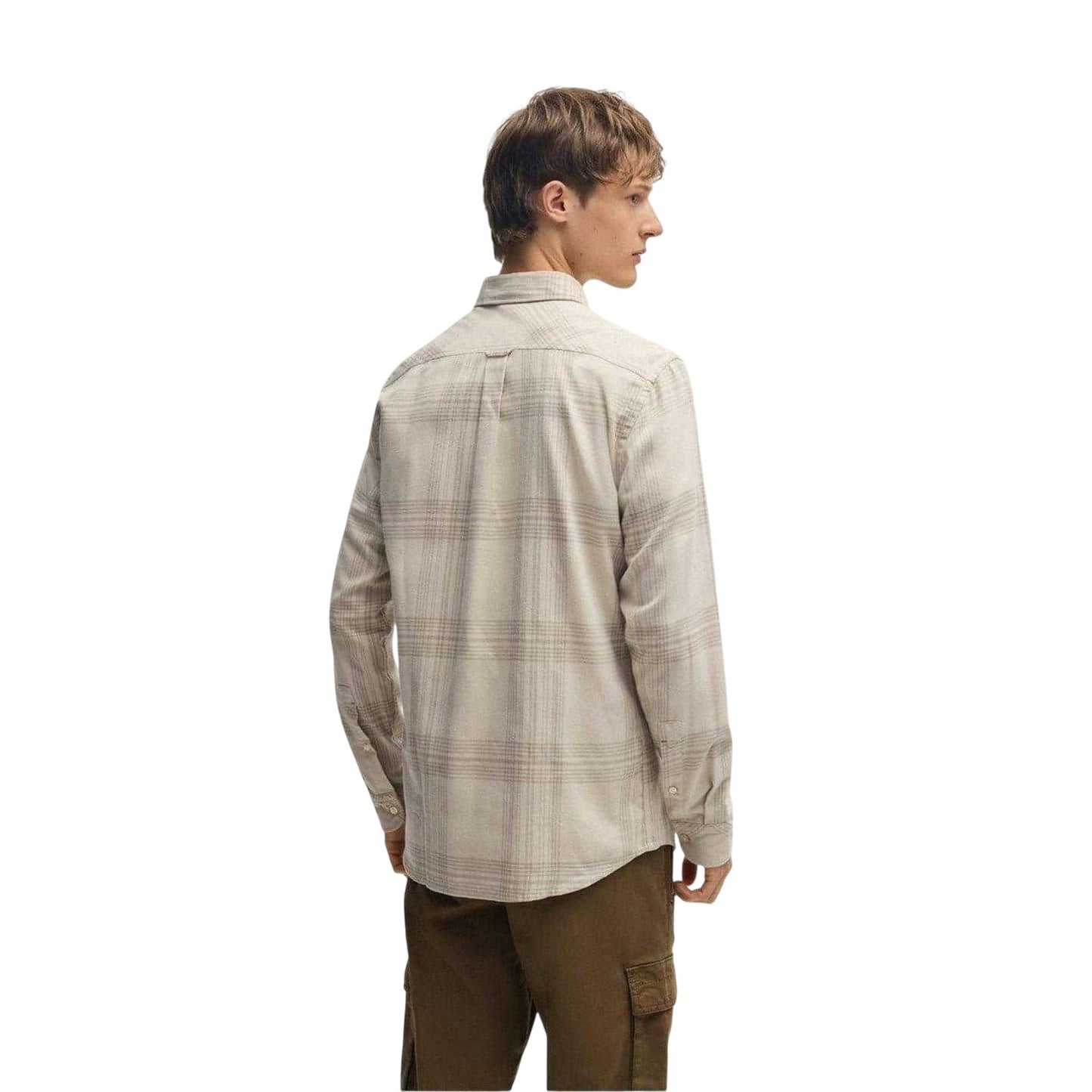 Light Beige - Back - Boss Mens Rickert_M Regular Button-Down Shirt