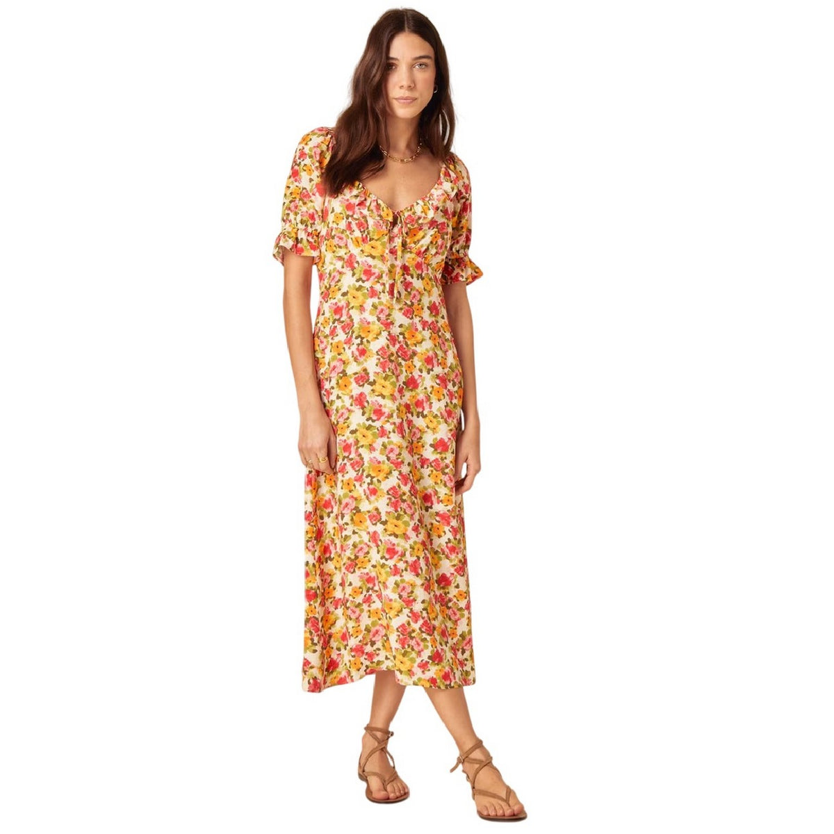 Multicoloured - Front - Nobody´s Child Womens-Ladies Milkmaid Floral Midi Dress