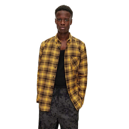 Mid Yellow - Side - Hugo Mens Ermann Regular Long-Sleeved Button-Down Shirt