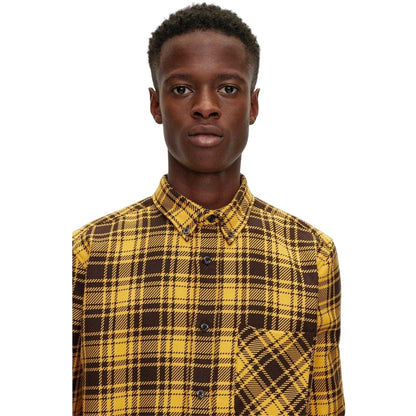 Mid Yellow - Lifestyle - Hugo Mens Ermann Regular Long-Sleeved Button-Down Shirt