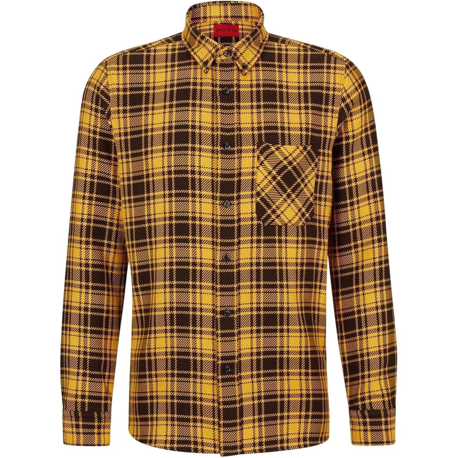 Mid Yellow - Front - Hugo Mens Ermann Regular Long-Sleeved Button-Down Shirt